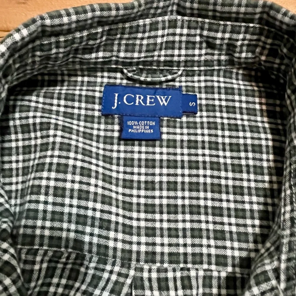J.CREW Button Down Plaid Shirt - dark green / white